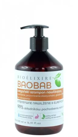 Bioelixire Vegan, szampon nawilżający z baobabem, 500ml