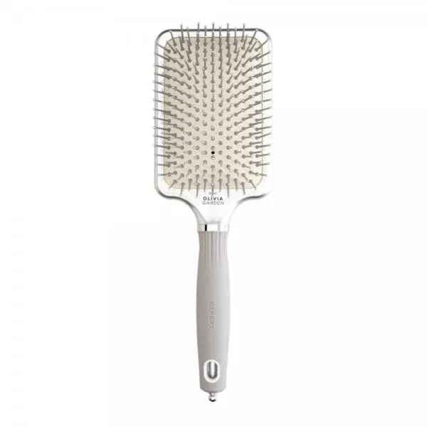 Olivia Garden Expert Care Rectangular, szczotka z nylonowym włosiem do włosów, Nylon Bristles Silver L