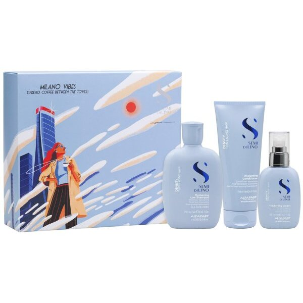 Alfaparf Milano Semi di Lino Density, zestaw prezentowy zagęszczający włosy, 250ml + 200ml + 125ml