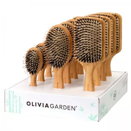 Olivia Garden Bamboo Touch, zestaw szczotek do rozczesywania, włosie mieszane, display 12szt