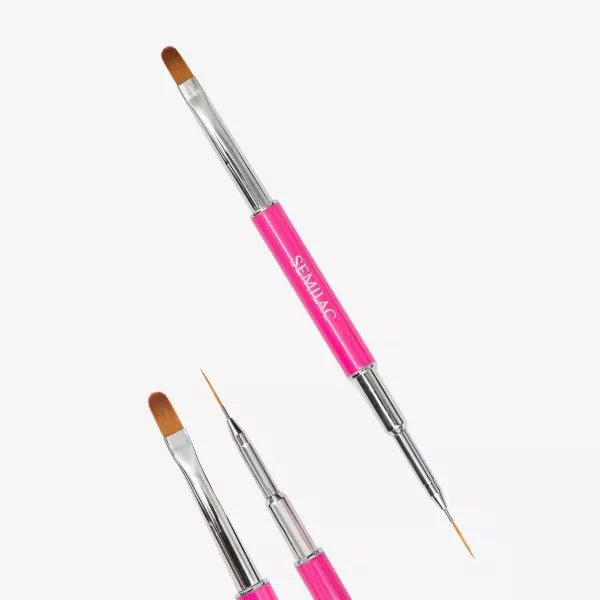 Semilac Nail Brush, autorski dwustronny pędzelek, 2in1