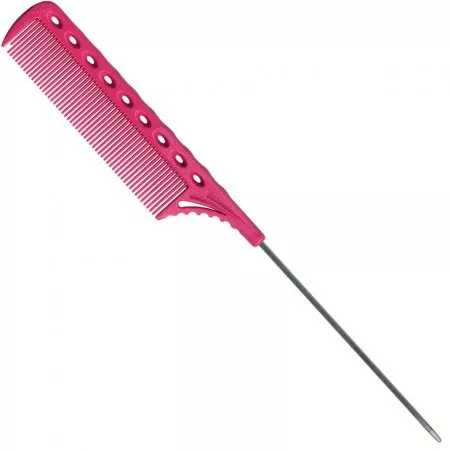 Y.S. Park, grzebień z metalowym szpikulcem, model 108, różowy