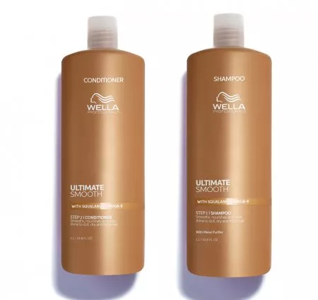 Wella Ultimate Smooth, zestaw XL wygładzający włosy, szampon + odżywka, 2x1000ml