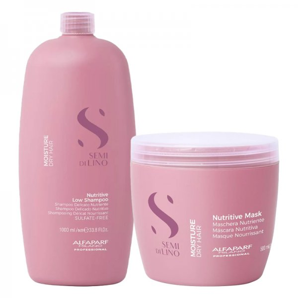 Alfaparf Milano Semi di Lino Moisture, zestaw XL nawilżający do włosów suchych, szampon + maska