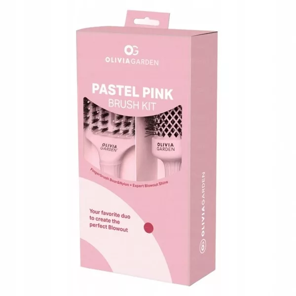 Olivia Garden Box Pastel Pink Shine + Fingerbrush, zestaw szczotek do włosów