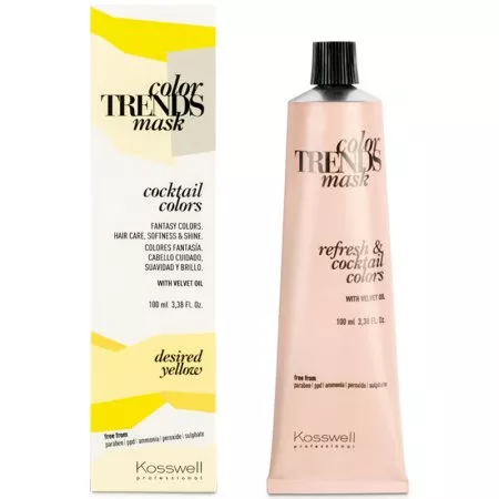 Kosswell Color Trends Mask, kremowa farba do półtrwałej koloryzacji, desired yellow, 100ml