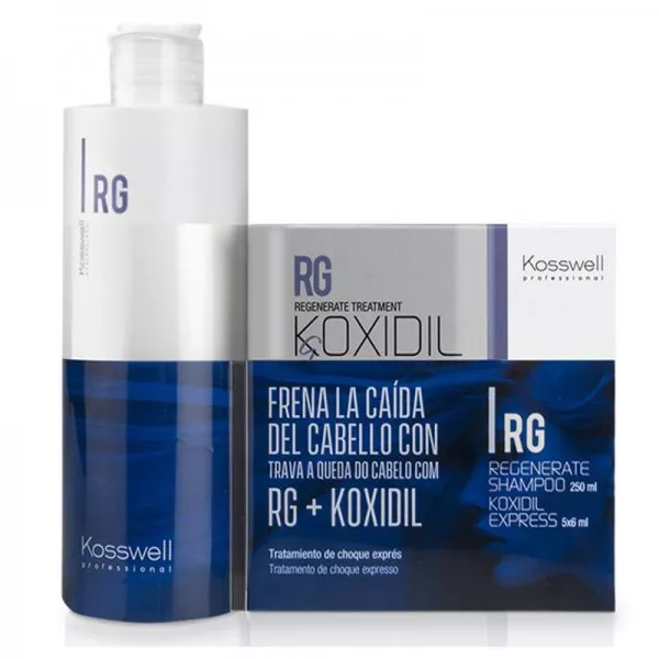 Kosswell Zestaw, zestaw przeciw wypadaniu włosów ampułki + szampon regenerujący koxidil, 5x6ml+250ml
