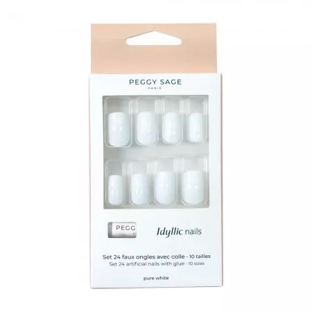 Peggy Sage, zestaw sztucznych paznokci Idyllic nails pure white