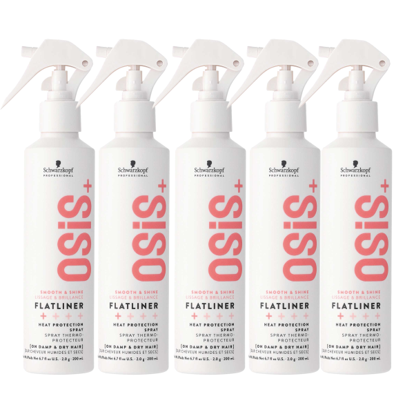Schwarzkopf OSIS+ Flatliner, termoochronne serum prostujące w sprayu, wielopak, 5x200ml