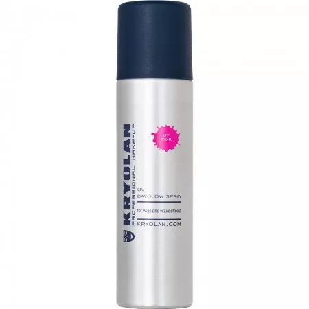 Kryolan UV Dayglow, koloryzujący spray do włosów z efektem fluorescencji, 150ml, PINK