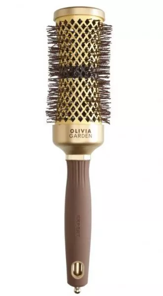 Olivia Garden Expert Blowout Curl, ceramiczna szczotka z jonizacją do włosów, Wavy Bristles Gold&Brown 45mm
