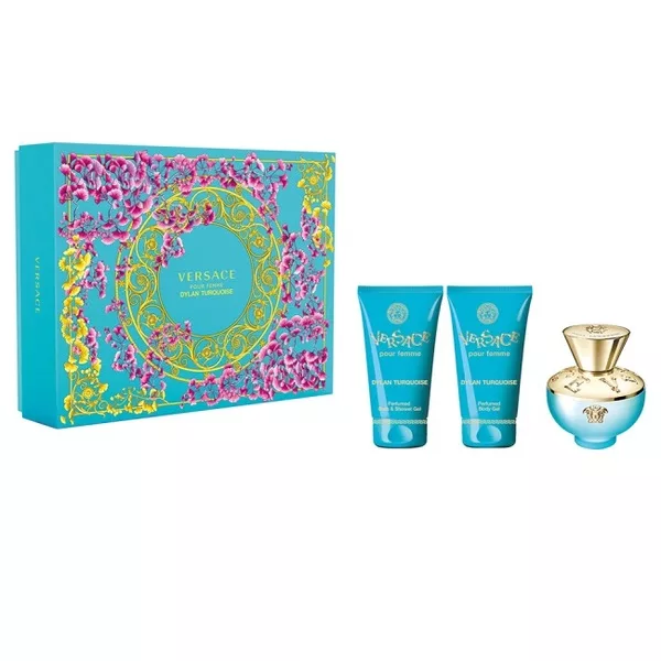 Versace Dylan Turquoise Pour Femme zestaw woda toaletowa spray 50ml + żel pod prysznic 50ml + balsam do ciała 50ml (W)