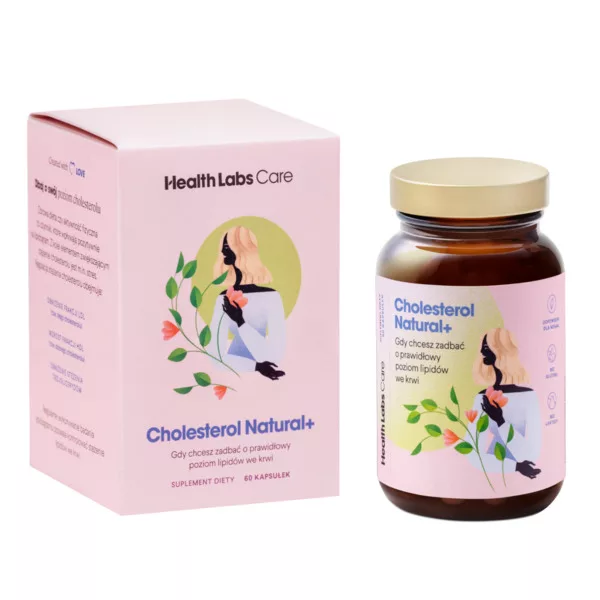 HealthLabs Cholesterol Natural+ wspomagający utrzymanie prawidłowego poziomu lipidów we krwi suplement diety 60 kapsułek