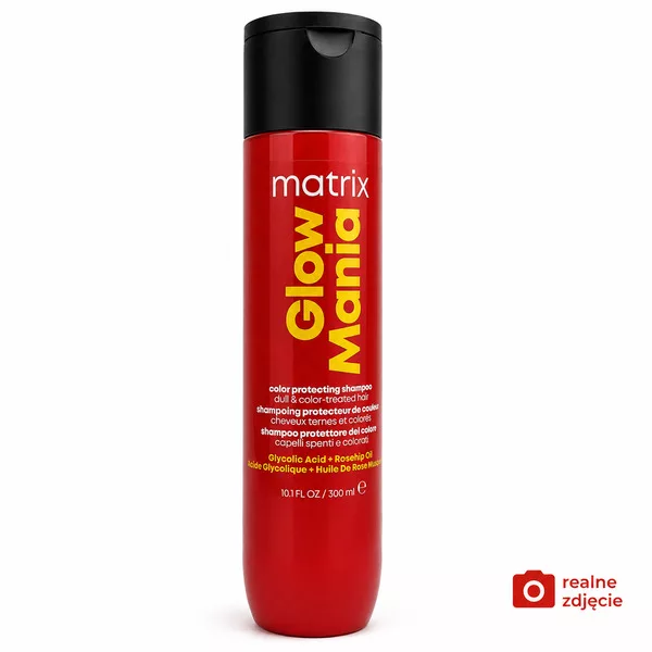 Matrix Glow Mania, szampon nabłyszczający do włosów koloryzowanych, 300ml - uszkodzone zamknięcie