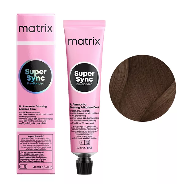 Matrix Super Sync Pre-Bonded, krem do koloryzacji ton w ton, 6A/6.1, 90ml - brak pudełka, lekko pognieciona tubka
