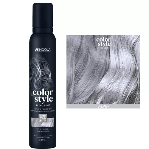 Indola Profession Color Style Mousse, pianka koloryzująca, srebrny, 200ml - brak nakrętki