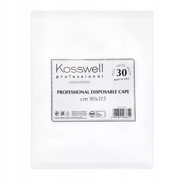 Kosswell, peleryna jednorazowa biała, 30szt./op.