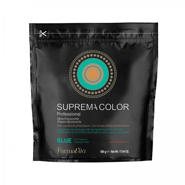 Farmavita Suprema Color Bleaching Powder Blue, rozjaśniacz do włosów, proszek rozjaśniający, niebieski, 500g