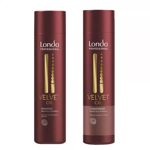 Londa Velvet Oil, zestaw regenerujący do włosów zniszczonych, szampon + odżywka