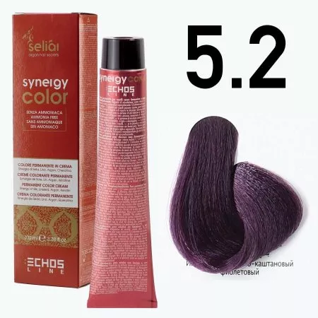Echosline Seliar Synergy Color, farba do włosów bez amoniaku, 5.2 Light Chestnut Violet, 100ml