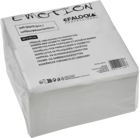 Efalock Emotion, białe serwetki do salonu fryzjerskiego, 40x40cm, 400 sztuk
