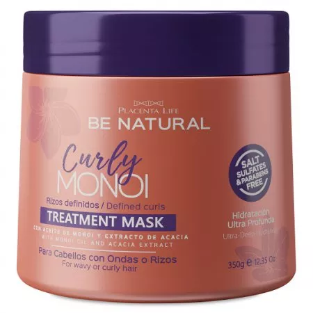 Placenta Life Curly Monoi, maska nawilżająca do włosów kręconych, 350g