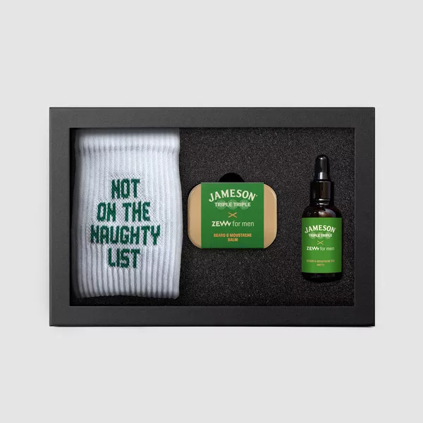 ZEW For Men (Nie)Grzeczny Drwal Jameson, zestaw prezentowy dla mężczyzn, olejek + balsam + skarpetki