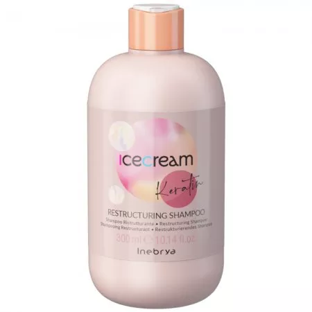 Inebrya Ice Cream Keratin, restrukturyzujący szampon do włosów z keratyną, 300ml
