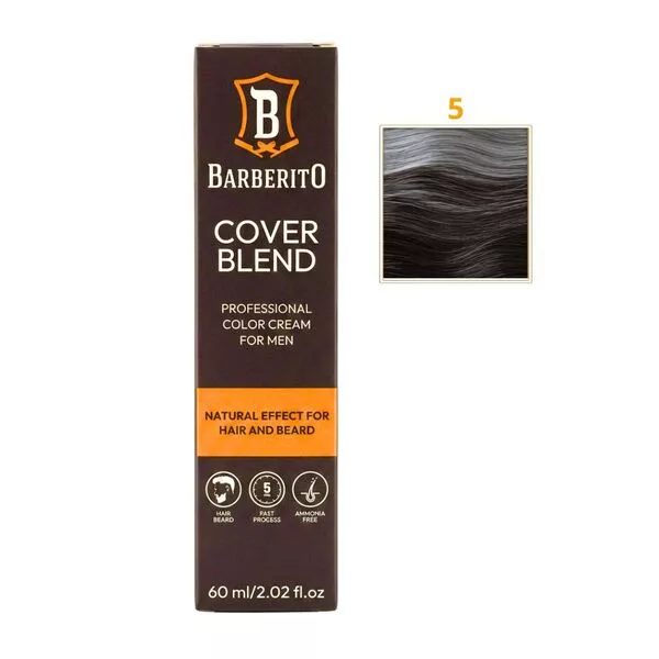 Barberito Cover Blend, krem do odsiwiania włosów i brody, 5 Light Brown, 60ml