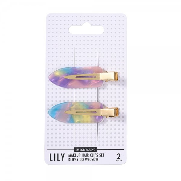 Sister Young Lily klipsy do włosów do makijażu Pink Purple 2szt