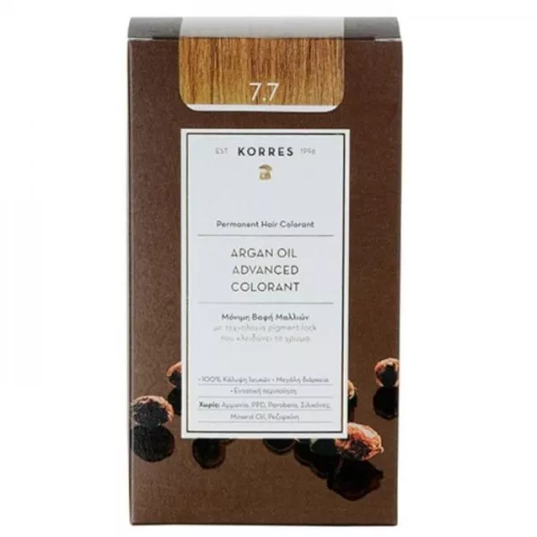 Korres Argan Oil, trwała farba do włosów, 7.7, 50ml