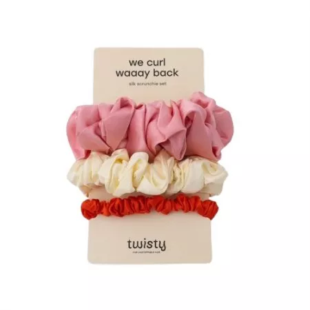 Twisty We Curl Waaay Back zestaw jedwabnych gumek do włosów 3szt