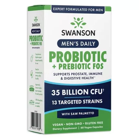 Swanson Men's Daily Probiotic + Prebiotic, 60vcaps, suplement diety, ref.SW1938
