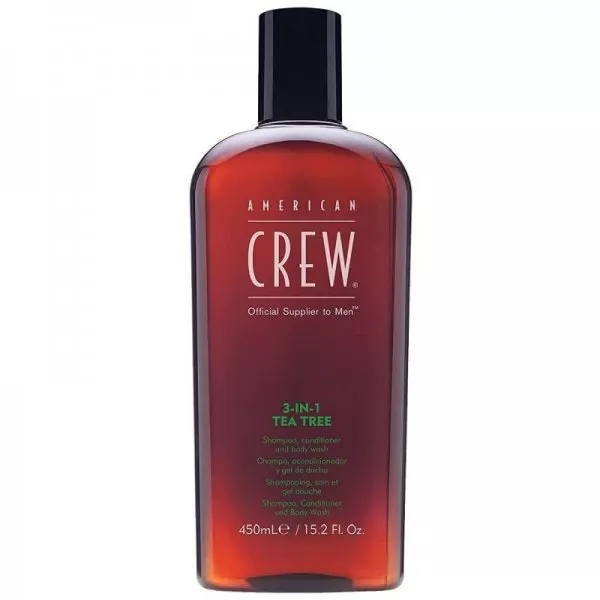 American Crew 3w1 Tea Tree, szampon, odżywka i żel pod prysznic w jednym o zapachu drzewa herbacianego, 450ml