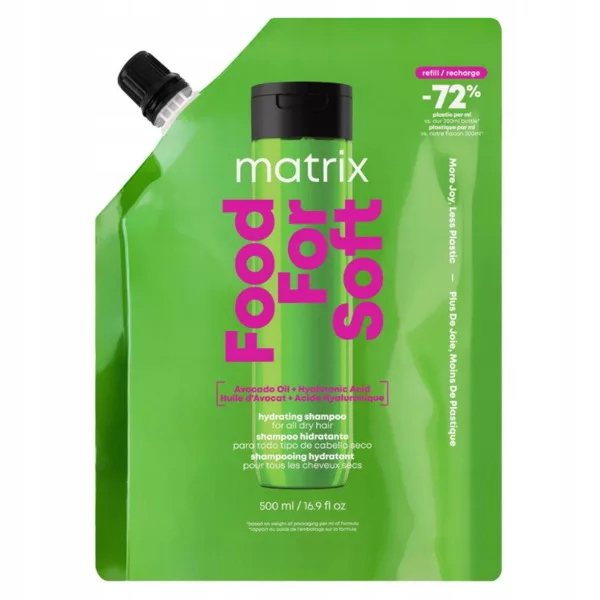 Matrix Food For Soft, intensywnie nawilżający szampon do wszystkich rodzajów suchych włosów, 500ml refill