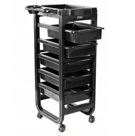 Fox Broadway, wózek fryzjerski, czarny, 5 szuflad, mobilny pomocnik do salonu