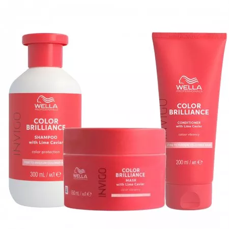 Wella INVIGO Color Brilliance, zestaw do włosów farbowanych, włosy cienkie i normalne, szampon + odżywka + maska