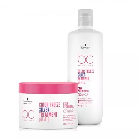 Schwarzkopf BC Color Freeze Silver, zestaw XL ochładzający odcień blond, 1000ml + 500ml