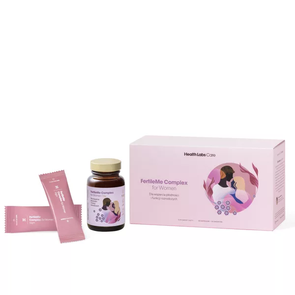 HealthLabs FertileMe Complex For Women suplement diety dla wsparcia płodności i funkcji rozrodczych dla kobiet 30 kapsułek + 30 saszetek