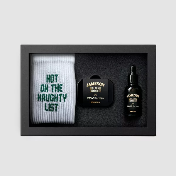 ZEW For Men (Nie)Grzeczny Drwal Jameson Black Barrel, zestaw prezentowy dla mężczyzn, olejek + balsam + skarpetki