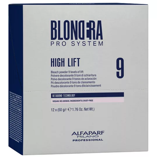 Alfaparf Milano Blondera, High Lift, rozjaśniacz do włosów, 9 tonów, 12x50g