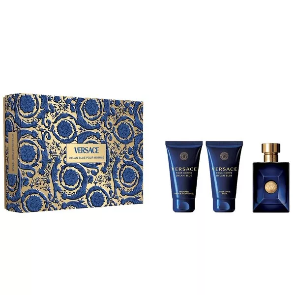 Versace Pour Homme Dylan Blue zestaw woda toaletowa spray 50ml + żel pod prysznic 50ml + balsam po goleniu 50ml (M)