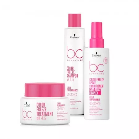 Schwarzkopf BC Color Freeze pH 4.5, zestaw do włosów farbowanych, szampon + odżywka w sprayu + maska