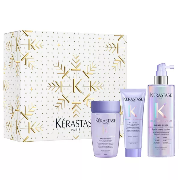 Kérastase Blond Absolu Trio, zestaw prezentowy do włosów blond, szampon + odżywka + spray