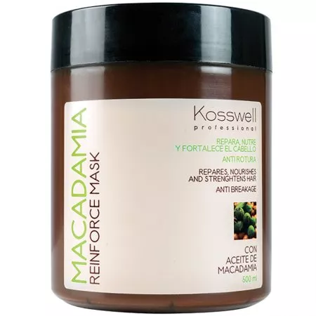 Kosswell Macadamia Reinforce Mask, nawilżająca maska do włosów z olejkiem makadamia, 500ml
