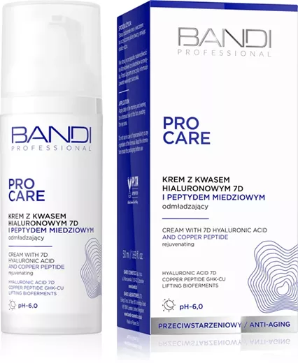 Bandi Pro Care, krem do twarzy z kwasem hialuronowym 7D i peptydem miedziowym, 50ml
