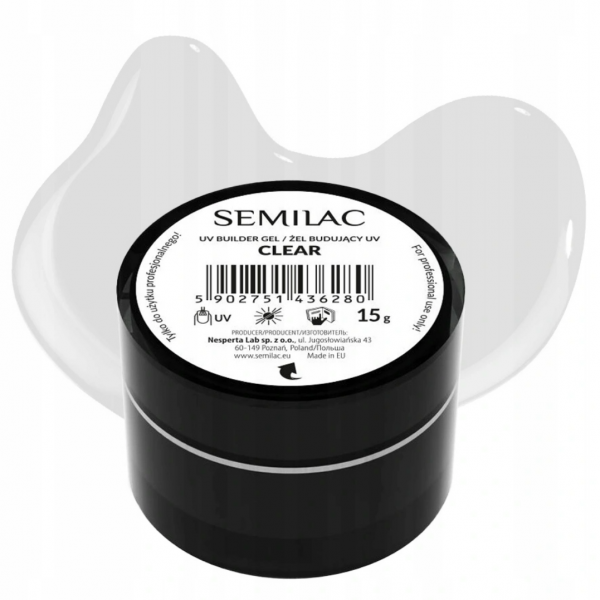 Semilac Builder Gel Clear, żel budujący do paznokci, 15g