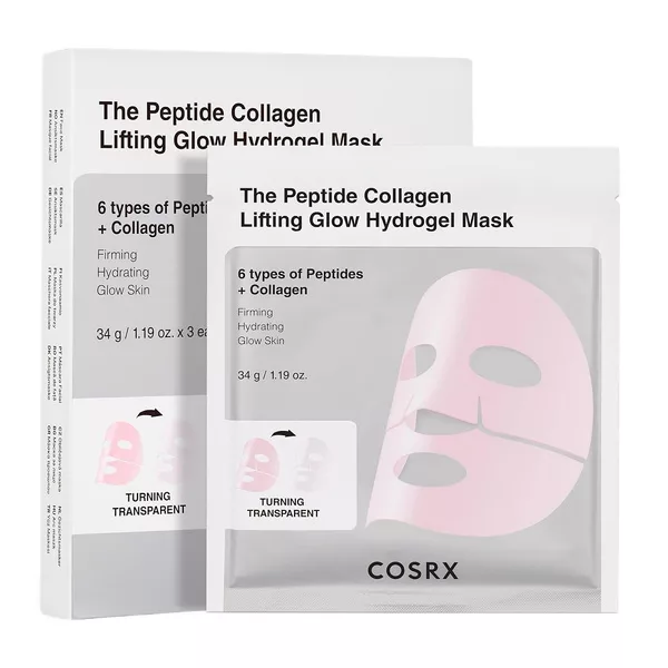 COSRX The Peptide Collagen Lifting Glow Hydrogel Mask hydrożelowa maseczka w płachcie z peptydami i kolagenem 3szt.