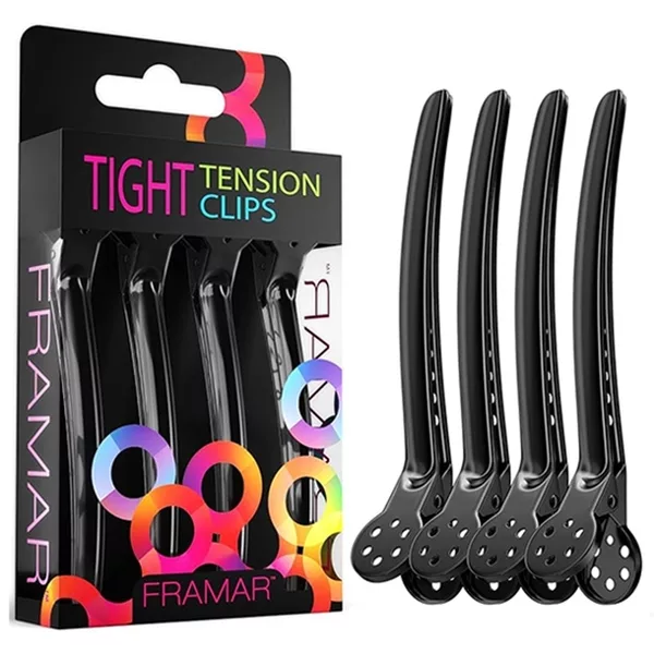 Framar Tight Tension Clips, klipsy do włosów, czarne, 4szt.