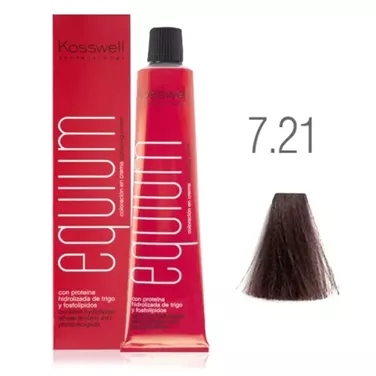 Kosswell Equium 7.21, Profesjonalna farba do włosów, średni popielaty blond opalizujący, 60ml
